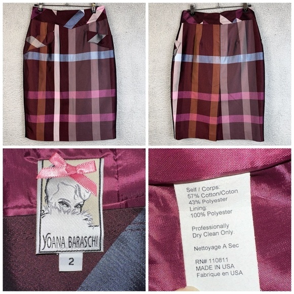 Yoana‎ Baraschi Women's Skirt Multicolor 2 Cotton Blend Mid-Length Pencil Office - Picture 1 of 10